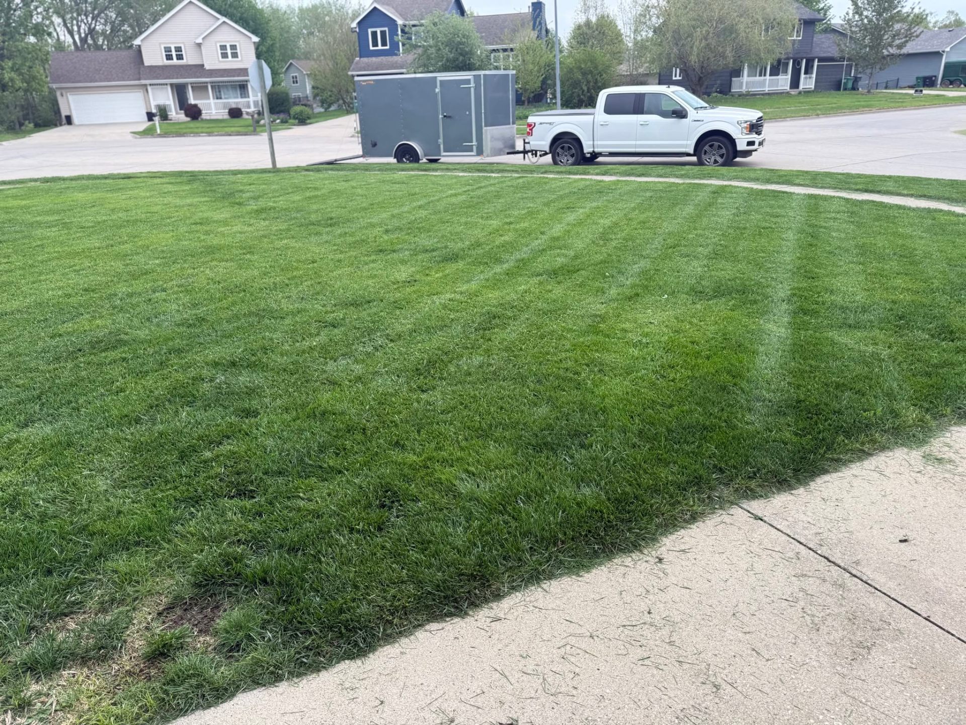 Freshly striped front yard